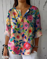 Heleina | Blumige Vintage-Bluse in Gelb