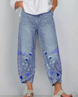 Giada - Bedruckte Relaxed-Fit-Jeans in Blau