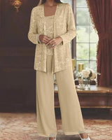 Gimena – Set Aus Glitzer-strickjacke Und Hose in Khaki