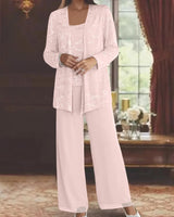 Gimena – Set Aus Glitzer-strickjacke Und Hose in Rosa