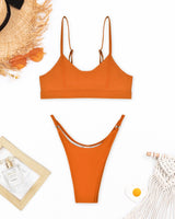 Rita | Damen Sommerbikini Hochgeschnitten Modern in Orange