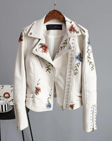 Ridge | Lederjacke mit gestickten Blumen für Damen in  Weiß