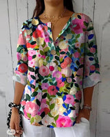 Heleina | Blumige Vintage-Bluse in Rot