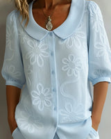 Perina - Soft-Touch-Bluse mit Blumenmuster in Blau