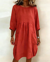 Maleesha - Stilvolles Kleid Mit Weiten Ärmeln in Rot