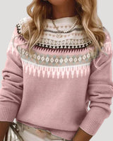 Jenny | Damen Frühlings Fair-Isle-Strickpullover in Rosa