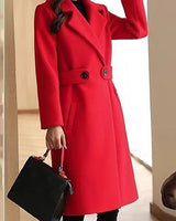 Regine | Winter-Wollmantel mit Gürtel im Slim-Design in Rot