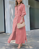 Damen Maxikleid mit V Ausschnitt in Rosa
