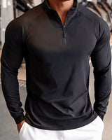 Zerdan – Langarm-Sweatshirt Mit Halbem Reißverschluss in Schwarz