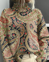 Vilene | Vintage blumiges Rollkragenpullover in Geometrisch