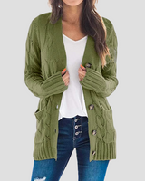 Josephine | Kabelstrick-Cardigan in Olivgrün