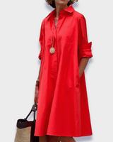 Celeste | Polo Kragen Midikleid in Rot