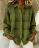 Sarani - Bequeme Langarm Strickjacke in Grün