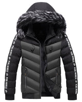 Herren Steppjacke mit Kunstfellkapuze - Elian in Schwarz