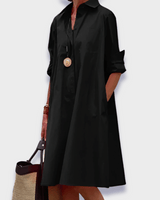 Celeste | Polo Kragen Midikleid in Schwarz