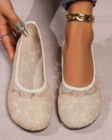 Jessamine | Atmungsaktive Mesh Spitze Vintage-Ballettflaschen in Beige