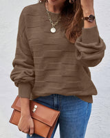 Annastina - Lässiger Langarm Pullover Mit Rundhalsausschnitt in Braun