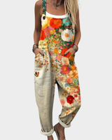 Evarielle - Softtouch-Jumpsuit in Cremefarbenes Blumenmuster
