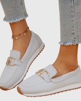Sarah | Damen Frühlings Lässige Slip-On Loafer Schuhe in Weiß