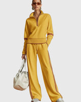 Minrada - Set Aus Bluse Und Hose Mit Breiten Falten in Gelb