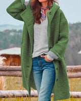 Selina | Damen Oversize Wintermantel mit Knopfleiste in Grün