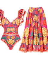 Ocean Chic - Bikini-Set Badeanzug und Sarong in Mehrfarbig
