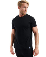 Herren Kurzarm Rundhals Einfach T-Shirt in Schwarz