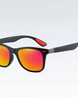 LuxFrame - Premium Sonnenbrille Mit Eckigem Rahmen in Schwarz-Rot