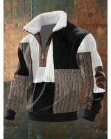 Ibrahima – Fleece Rollkragen Pullover Mit Reißverschluss in Schwarz-Weiß