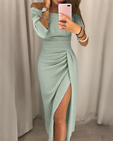 Cristy - Schickes schulterfreies Damenkleid in Grün