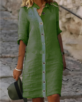 Paula - Lässiges Hemdkleid mit halben Ärmeln für Damen in Grün