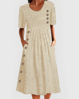 Jarna | Gestreiftes Midi-Kleid in Beige