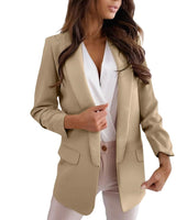 Damen Lange Leicht Blazer | Formell in Khaki