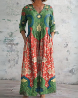 Judith | Vintage Maxi Kleid mit Blumenmuster in Mehrfarbig
