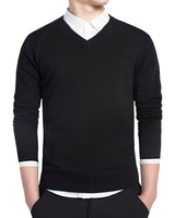 Tom - Komfortabler V-Ausschnitt-Pullover in Schwarz