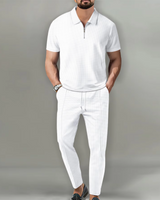 Sandro | Premium Zip Polo Set in Weiß