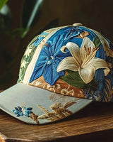Virinia – Mütze Mit Blumen Stickerei in Blau