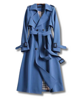 Amira | Damen Klassischer Trenchcoat mit Gürtel für den Winter in Blau