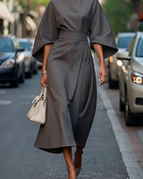 Vera - Schickes Midikleid mit Taille in Grau