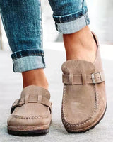 Tamela – Loafer Aus Wildleder Mit Schnallenriemen in Khaki