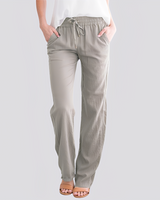 Damen Leichte Hose mit Elastischem Bund in Grau