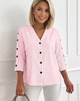 Eleesa – Bequeme Gestreifte Bluse in Rosa