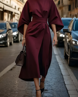 Vera - Schickes Midikleid mit Taille in Dunkelrot