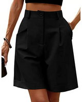 Thea | Elegante Bermuda mit Bundfalten in Schwarz