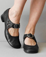 Beatrice | Keilsandalen aus leder mit orthopädische schnalle in Schwarz