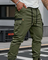 Masoon - Jogging Hose Aus Stretch Werkstoff in Armeegrün