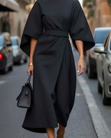 Vera - Schickes Midikleid mit Taille in Schwarz