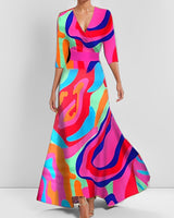 Delores - Langes Kleid mit Blumendesign und langen Ärmeln in Bunt