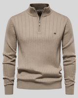 Zippie - Stylischer Bodyfit-Pullover mit Reißverschluss für Männer in Khaki