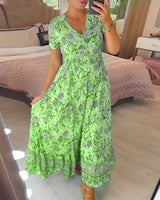 Connie - Floral Maxi Kleid in Grün